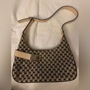 Ferragamo Gancini Canvas and Leather shoulder bag - EUC